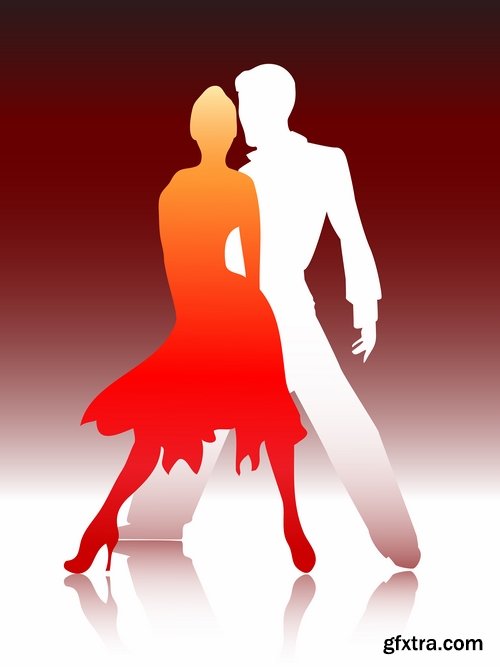 Collection of vector image of tango dance dancer showgirl 25 EPS