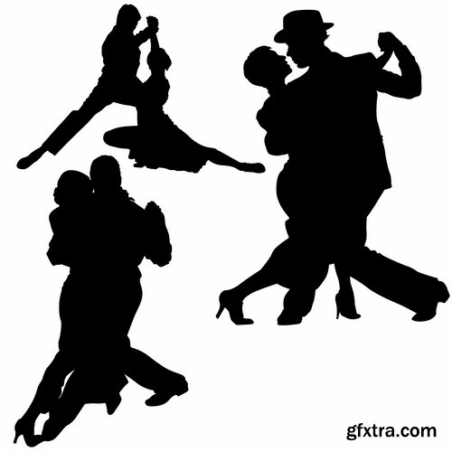 Collection of vector image of tango dance dancer showgirl 25 EPS