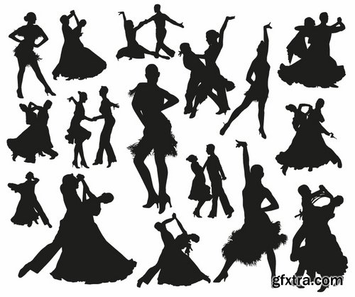 Collection of vector image of tango dance dancer showgirl 25 EPS