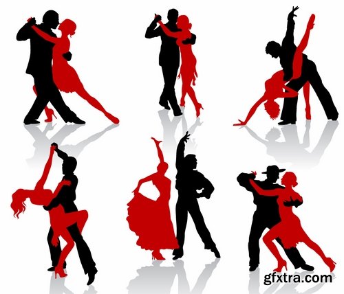 Collection of vector image of tango dance dancer showgirl 25 EPS