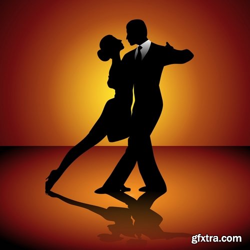 Collection of vector image of tango dance dancer showgirl 25 EPS