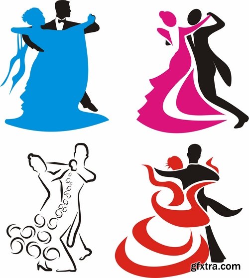 Collection of vector image of tango dance dancer showgirl 25 EPS