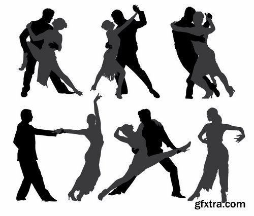 Collection of vector image of tango dance dancer showgirl 25 EPS