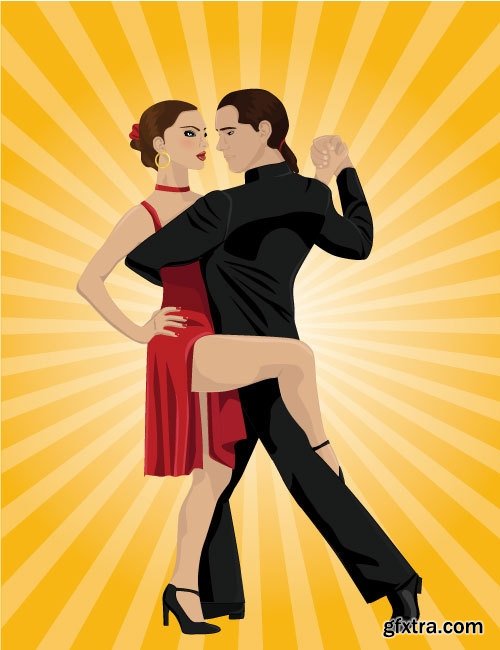 Collection of vector image of tango dance dancer showgirl 25 EPS