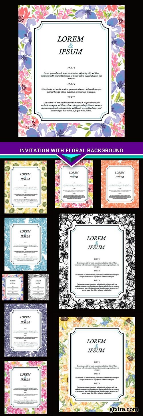 Invitation with floral background 10x EPS