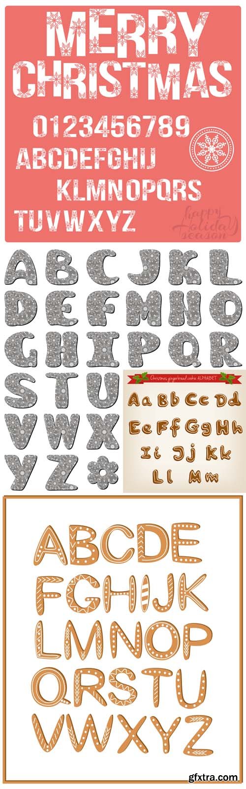 Christmas stylized alphabet Vector Set