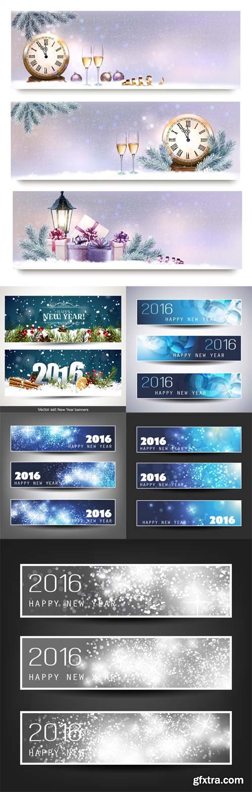 Set of Horizontal New Year Banners 2016