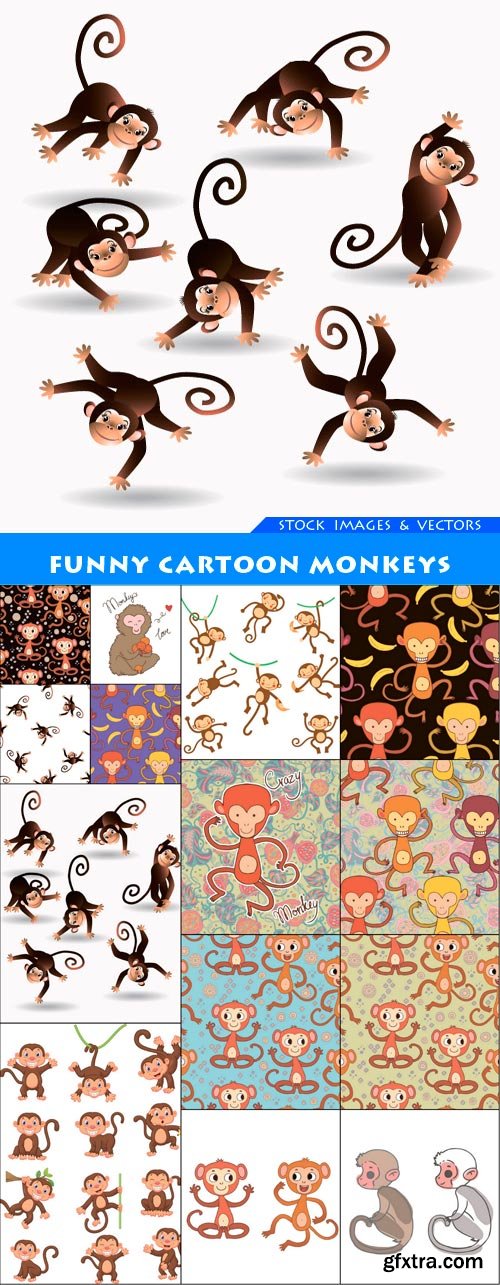 Funny cartoon monkeys 14X EPS