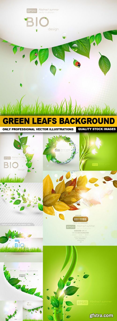 Green Leafs Background - 10 Vector