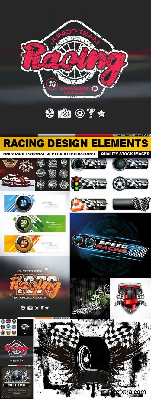 Racing Design Elements - 14 Vector