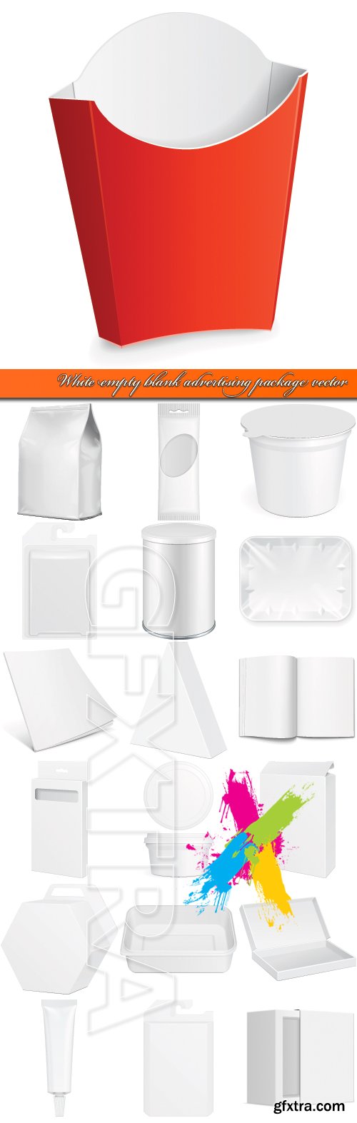White empty blank advertising package vector