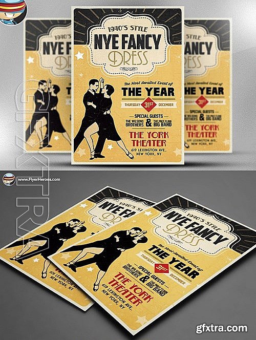 CM - 1940 s Style NYE Flyer Template 470405