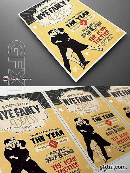 CM - 1940 s Style NYE Flyer Template 470405
