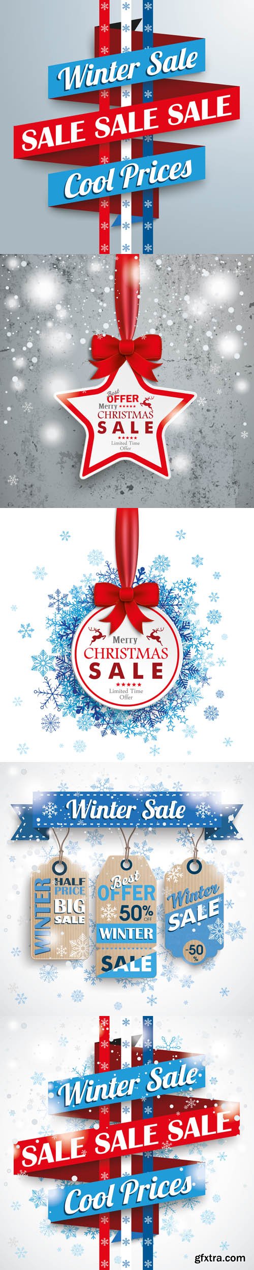 Winter sale ribbon showflakes - Vectors A000040