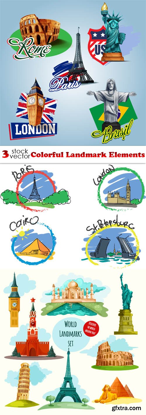 Vectors - Colorful Landmark Elements