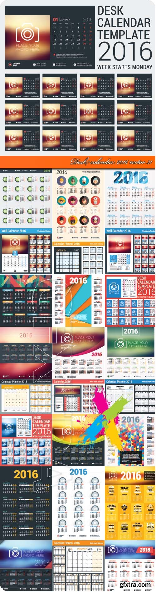 Desk calendar 2016 vector 31