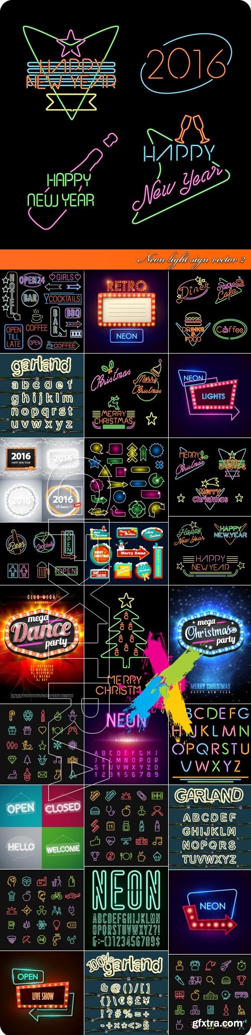 Neon light sign vector 2