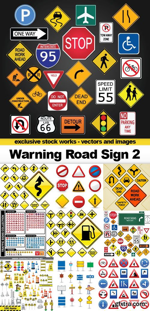 Warning Road Sign 2 - 25xEPS