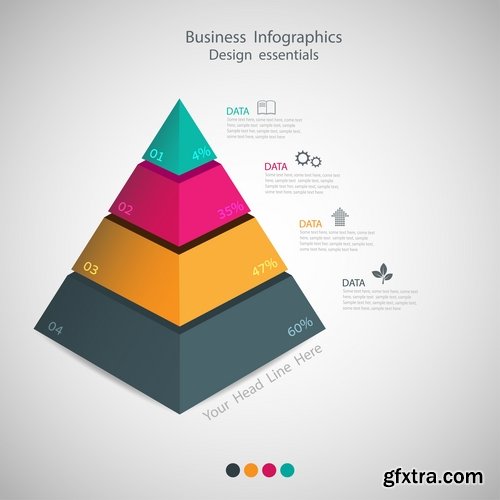 Collection of vector image infographics pyramid business logo 25 EPS