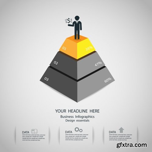 Collection of vector image infographics pyramid business logo 25 EPS