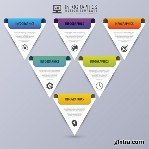 Collection of vector image infographics pyramid business logo 25 EPS