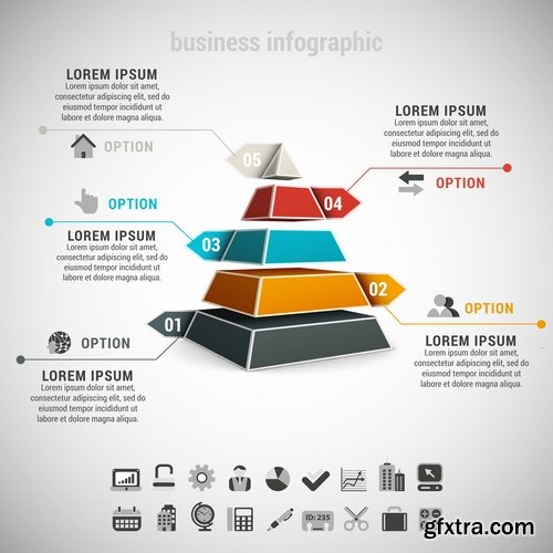 Collection of vector image infographics pyramid business logo 25 EPS