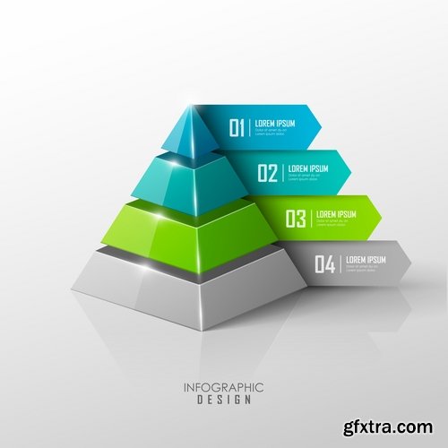 Collection of vector image infographics pyramid business logo 25 EPS