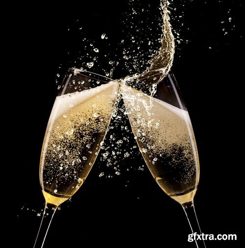 Champagne on a black background