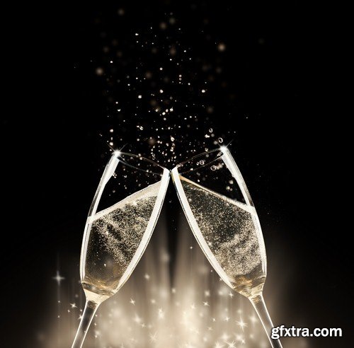 Champagne on a black background