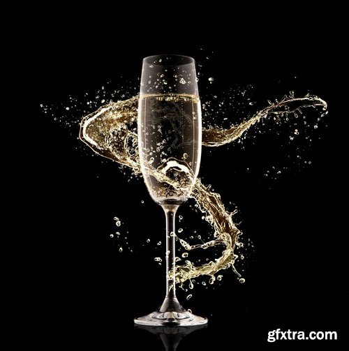 Champagne on a black background