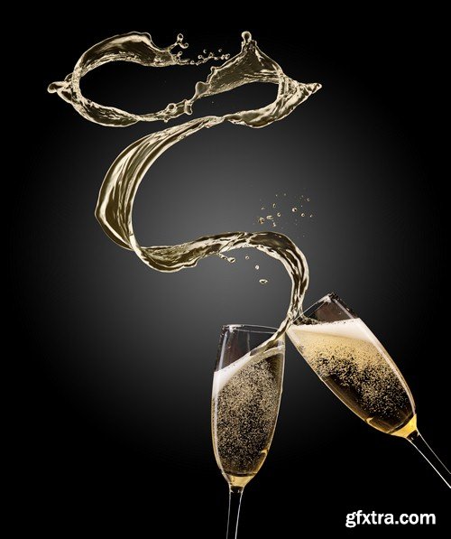 Champagne on a black background