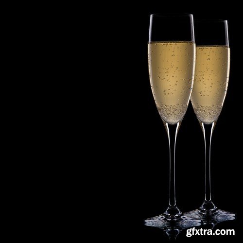 Champagne on a black background