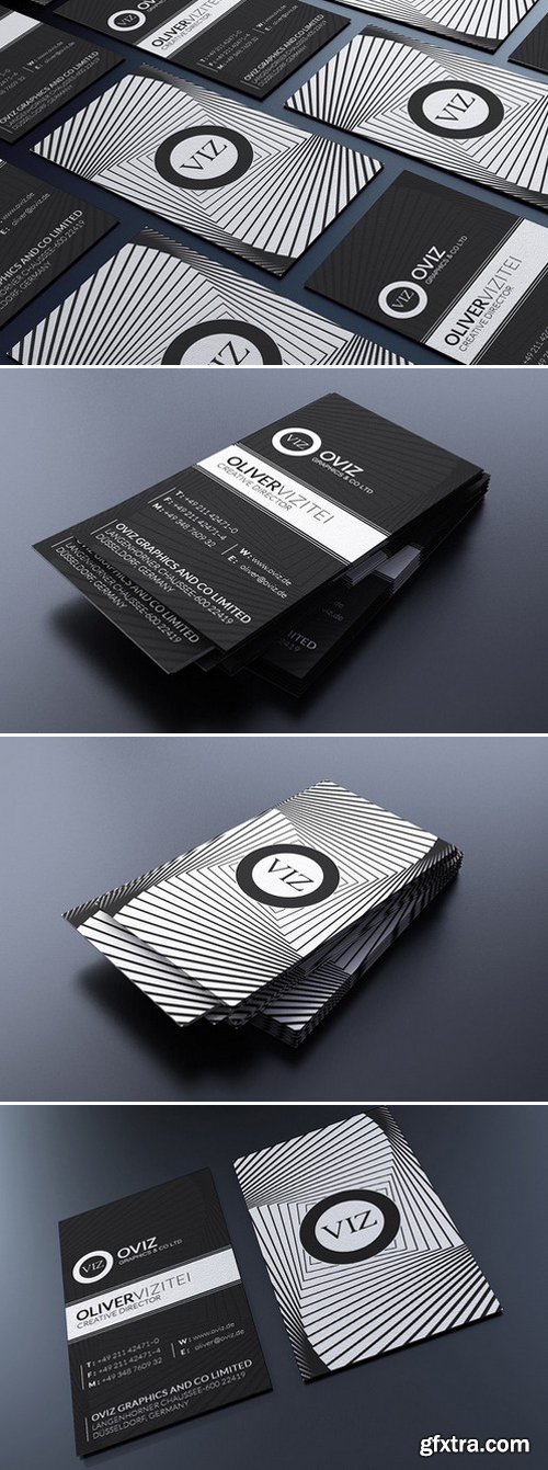 CM - Modern Black And White Business Card 160991