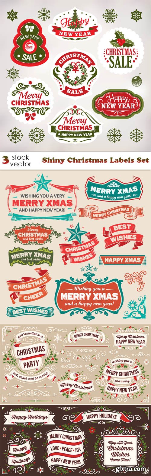 Vectors - Shiny Christmas Labels Set