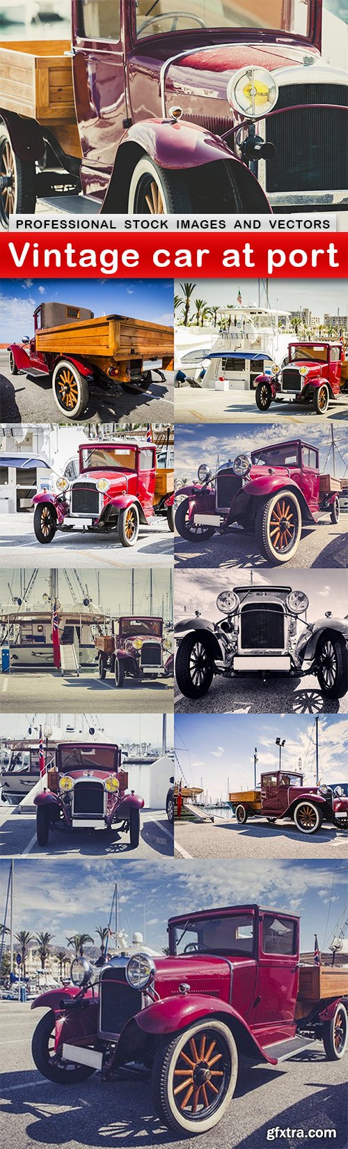 Vintage car at port - 10 UHQ JPEG