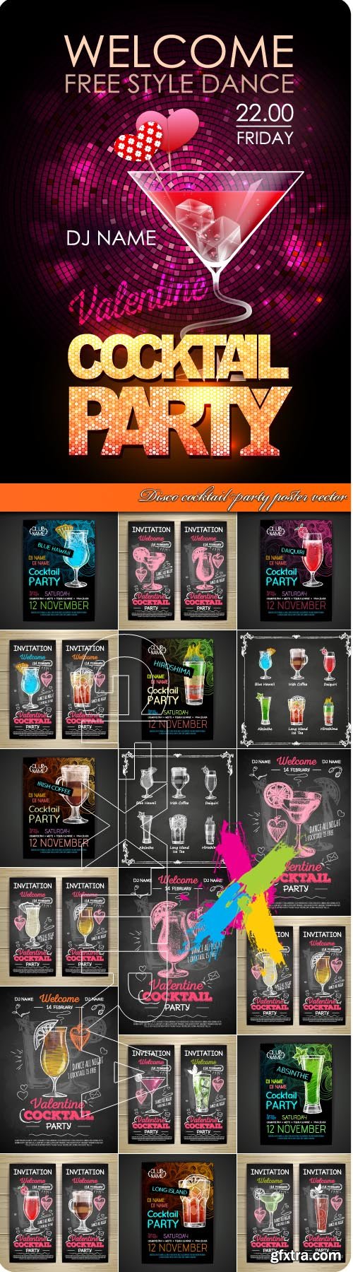 Disco cocktail party poster vector