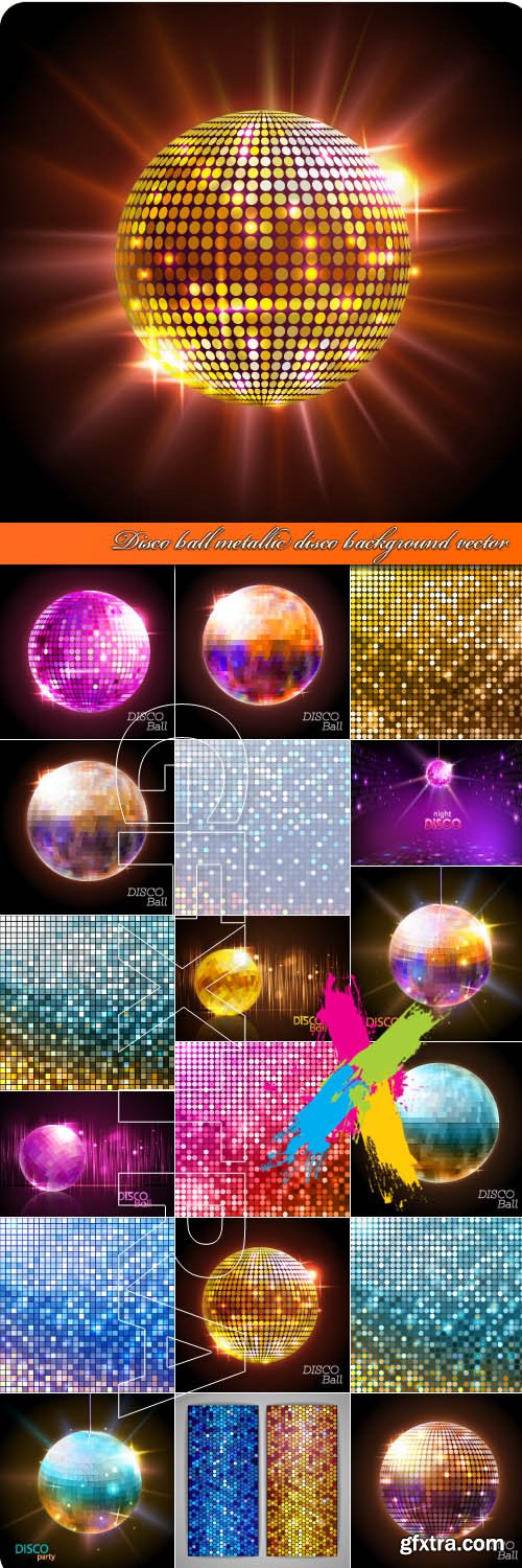 Disco ball metallic disco background vector