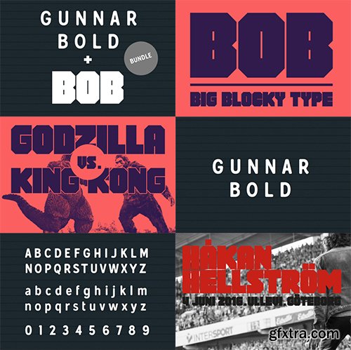 Creativemarket Gunnar & Bob Type Font Bundle - 4 FONTS 473486