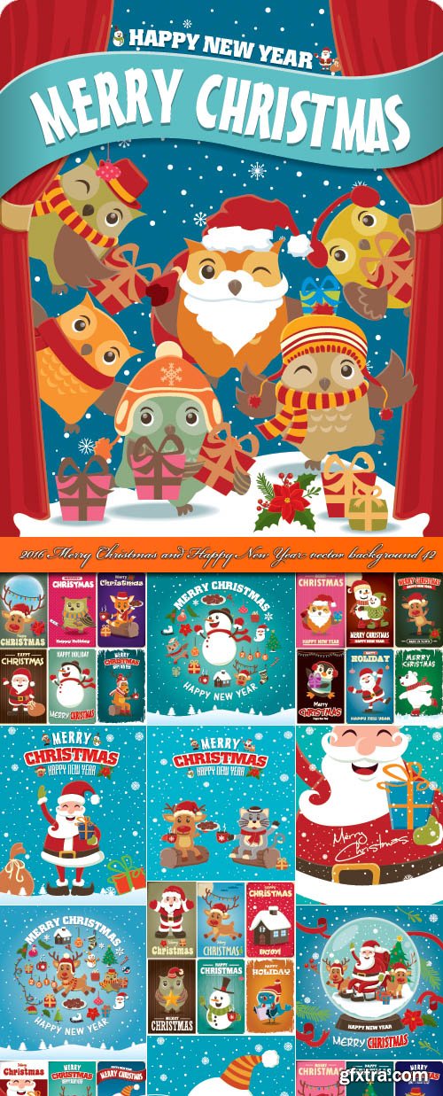 2016 Merry Christmas and Happy New Year vector background 42