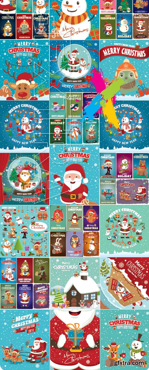 2016 Merry Christmas and Happy New Year vector background 42