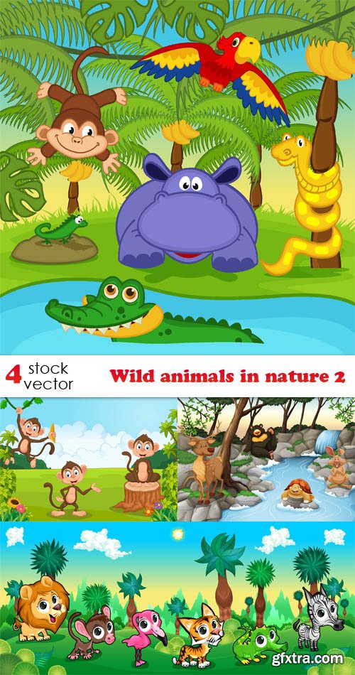 Vectors - Wild animals in nature 2