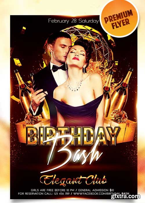 Birthday Bash Flyer PSD Template + Facebook Cover