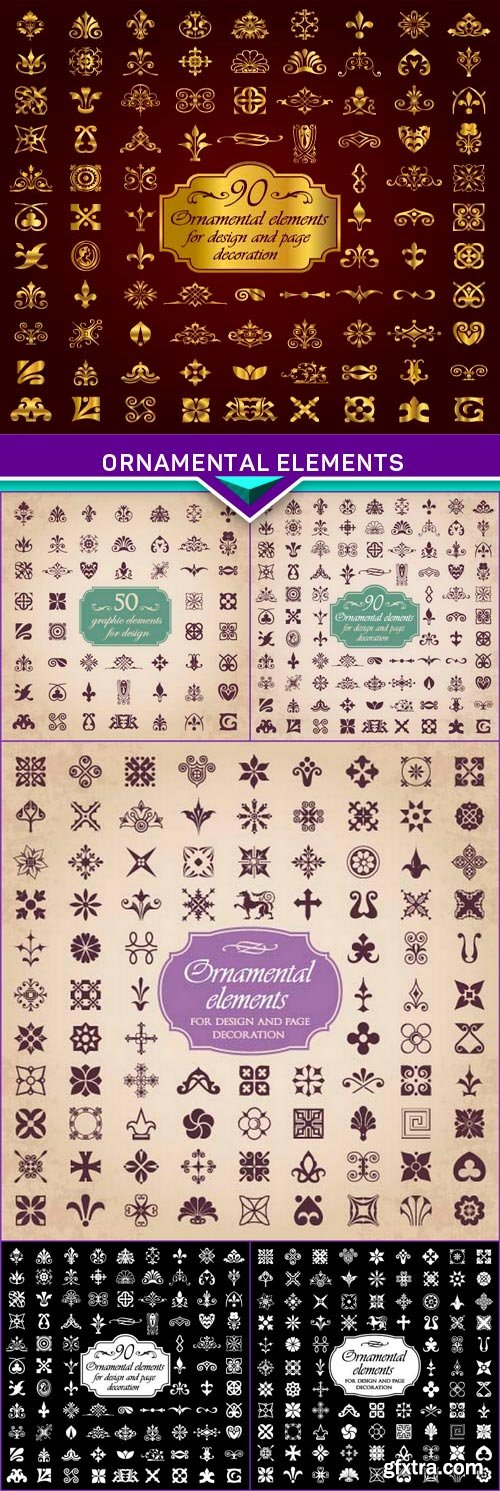 Ornamental elements for design &amp; page decoration 6x EPS