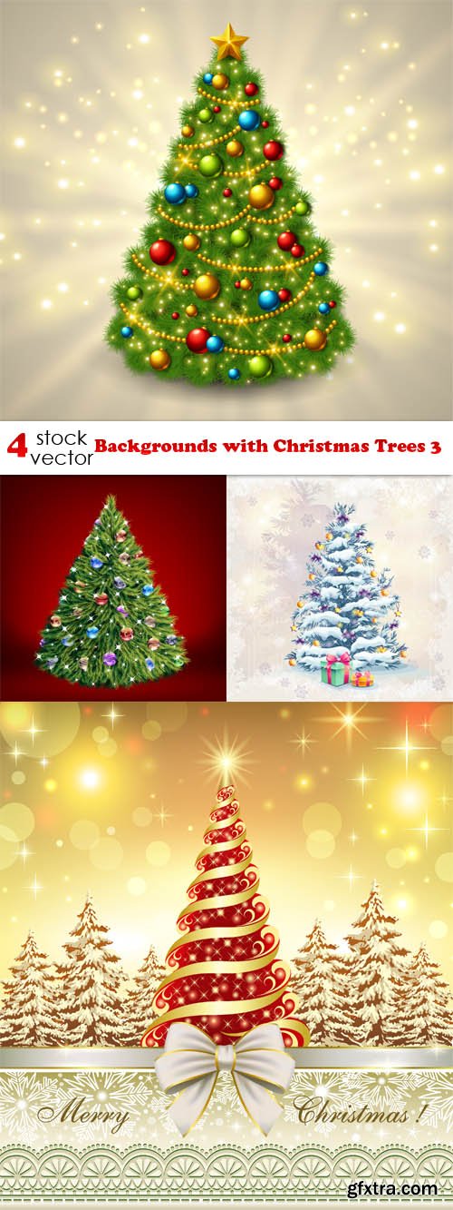 Vectors - Backgrounds with Christmas Trees 3