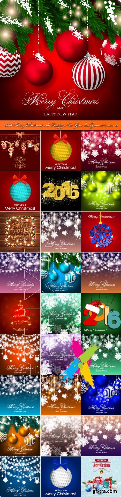 2016 Merry Christmas and Happy New Year background vector 14