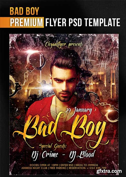 Bad Boy Flyer PSD Template + Facebook Cover