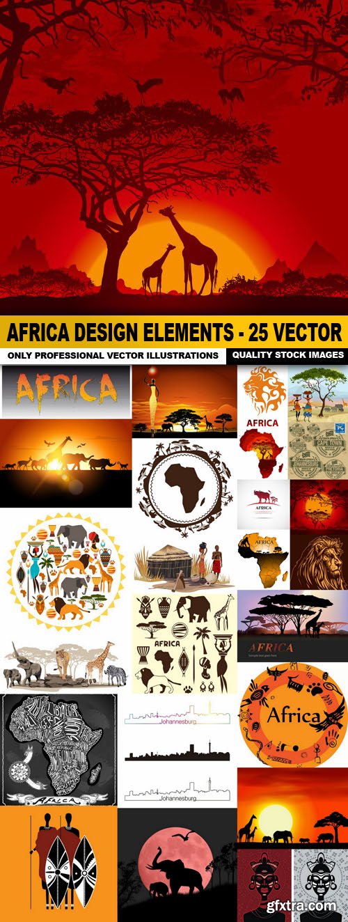 Africa Design Elements - 25 Vector