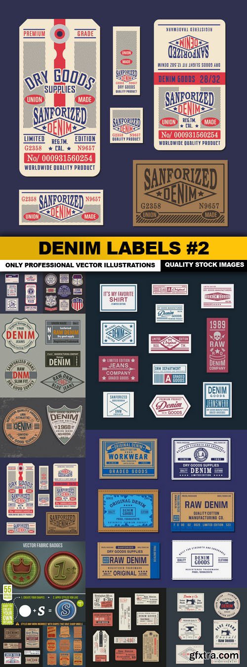 Denim Labels #2 - 12 Vector