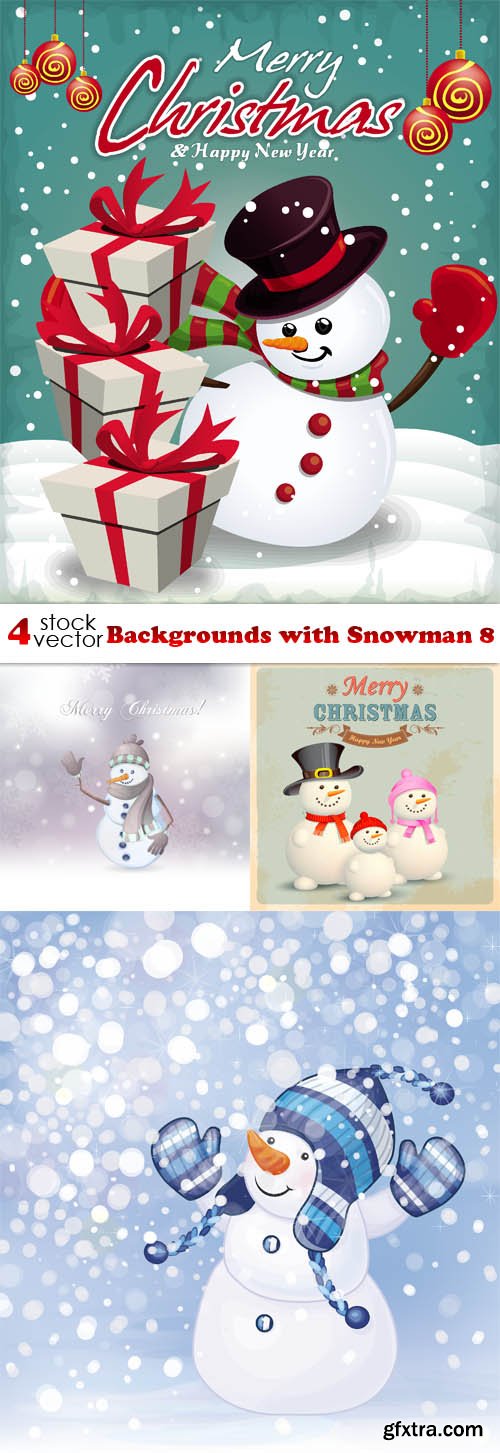 Vectors - Backgrounds with Snowman 8