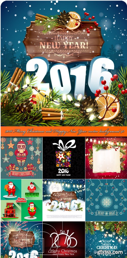 2016 Merry Christmas and Happy New Year vector background 43